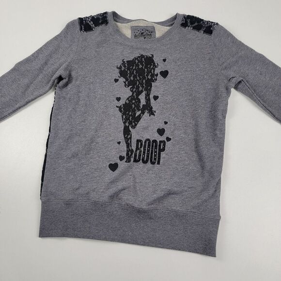 Universal Studios Sweatshirt Laced Crewneck Pullover Gray Black Womens Medium - Picture 2 of 11